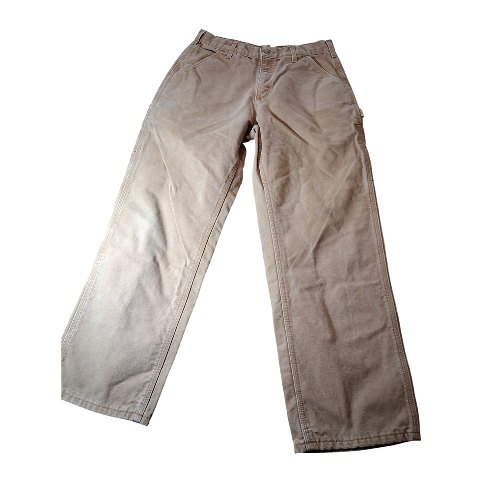 Carhartt B111 BRN Flannel Lined Duck Canvas Work Pants Mens 32x30 Brown Dungaree